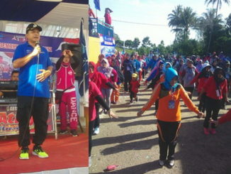 Senam masssal dalam memeriahkan HUT Kab. Solok ke 105 di Taman Rekseasi Istana, Talang Kab. Solok.