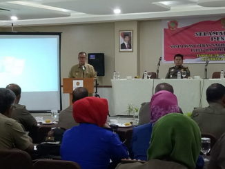 Nasrul Abit pada acara Sosialisasi peran dan fungsi Satlinmas dalam penyelenggaraan peleg dan pilpres 2019.