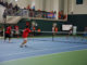 Pertandingan tenis di Turnamen Tenis Antar Perguruan Tinggi di UNP.