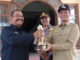 Kadis Perhubungan Yandri dan Walikota Genius Umar bersama Wakapolres Pariaman dengan Piala WTN ke 7 yang diraih Pemko Pariaman.