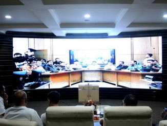 Jajaran Pemko Bukitinggi saat mengikuti teleconference.