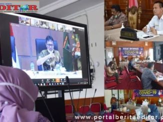 Genius Umar laporkan penanganan Covid-19 kota Pariaman kepada Gubernur Sumbar Irwan Prayitno Prayitno melalui vicon.