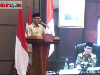 Gubernur Irwan Prayitno saat memberi sambutan pada lanching MTQ N ke 28 secara virtual.