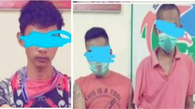 Tiga pemakai shabu yang ditangkap.