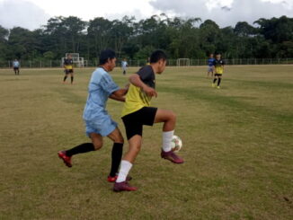 Kesebelasan PWI Solsel saat gelar laga persahabatan dengan Bhayangkara FC Polres Solsel berakhir 3-1..