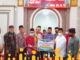 Penyerahan bantuan untuk pembangunan Masjid Al-Falah.