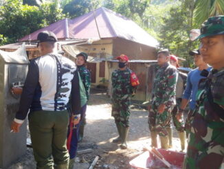 Dan SSK Satgas tinjau kegiatan pembuatan tugu TMMDN di Nagari Talang Maur.
