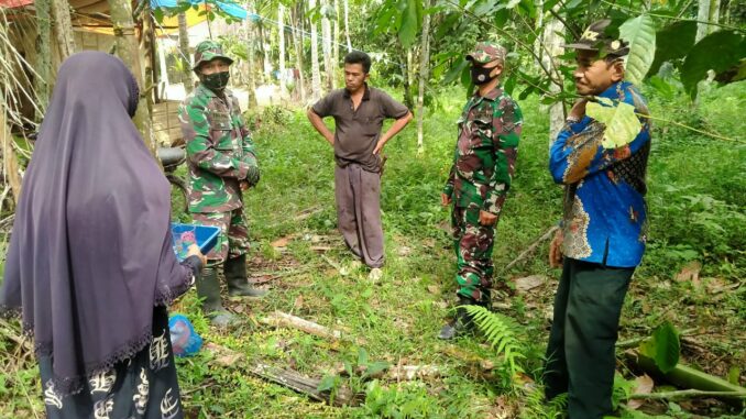 komsos satgas TMDN di salah satu kebun warga