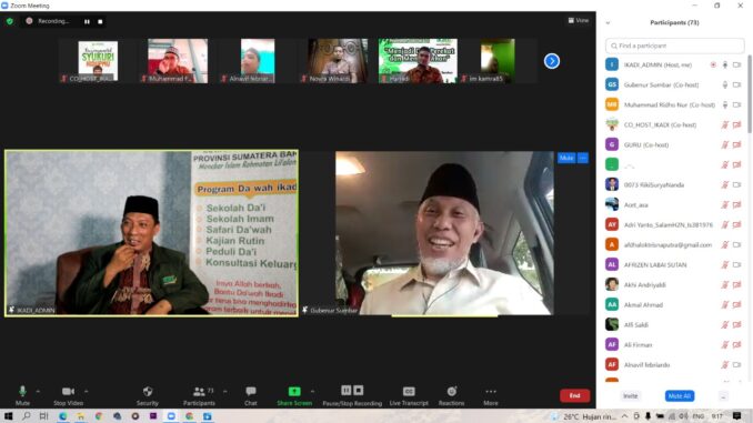Gubernur Sumbar Menghadiri Pelatihan Dai Secara Virtual