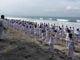 Latihan gabungan karateka Lemkari di Padang Pariaman.