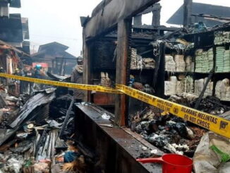 Los maco dan ikan yang terbakar.