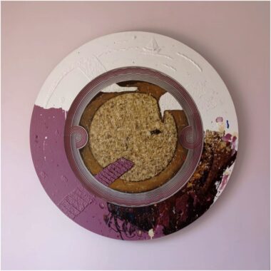 Yon Indra, the circle of absession , 160 x 160 x 8 cm, Mixed Media, 2021.
