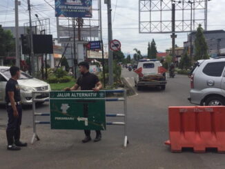 Dishub Payakumbuh bersama unsur terksit mulai mengatur persiapan kelancaran arus lalulintas menyambut para pemudik.