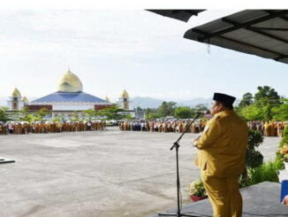 Pasca libur lebaran Idul Fitri 2022 Bupati Suhatri Bur bertindak sebagai pembina upacara apel bulanan ASN Pemkab Padang Pariaman.