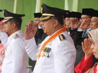 Wako Zul Elfian Umar saat menjadi inspektur upacara.