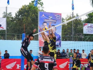 Turnamen AHY Cup di lapangan bola voli Revolko Nagari Tabek Patah.