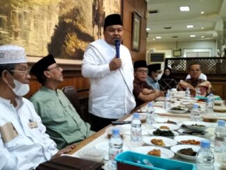 Ketum PP Tarbiyah Islamiyah (Perti--red) Buya Syarfi Hutauruk saat memberikan sambutan jelang Bukber di Jakarta