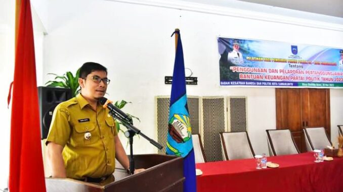 Wali Kota Sawahlunto Membuka dan sebagai Narasumber Pelatihan Pertanggungjawadan Bantuan Parpol