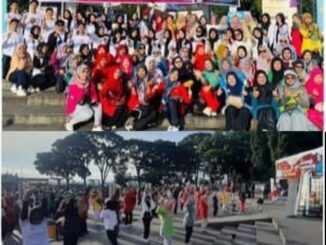 Wako Erman Safar Ikuti Senam Bersama Peringatan Harganas ke 30 di Plataran Jam Gadang.