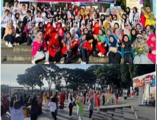 Wako Erman Safar Ikuti Senam Bersama Peringatan Harganas ke 30 di Plataran Jam Gadang.