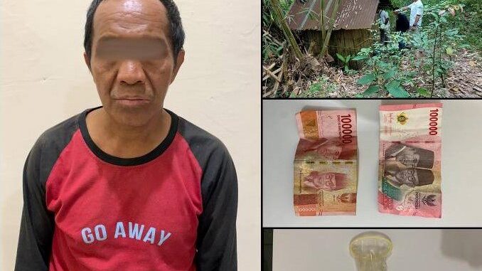 Terduga pelaku HK dan barang bukti