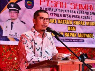 Wali Kota Sawahlunto H. Deri Asta dalam sambutan Pisah Sambut Kepala Desa Pasar Kubang