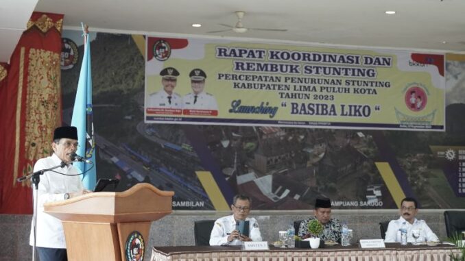 Pembukaan Rakor Stunting dan peluncuran Program BASIBA LIKO oleh Bupati Safaruddin