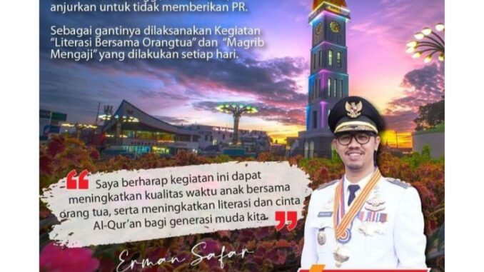 Wako Bukittinggi Inisiasi Program PIN Great Young, Membaca Bersama Ortu dan Magrib Mengaji