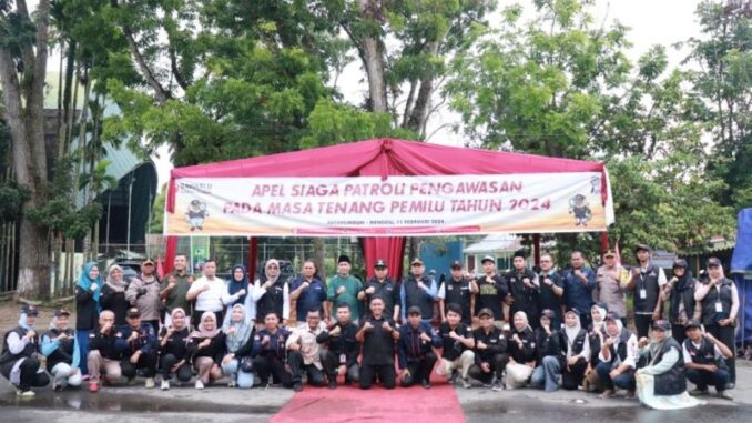 Apel siaga patroli pengawasan pada masa tenang Pemilu 2024 dihadiri Pj Walikota Jasman Rizal.