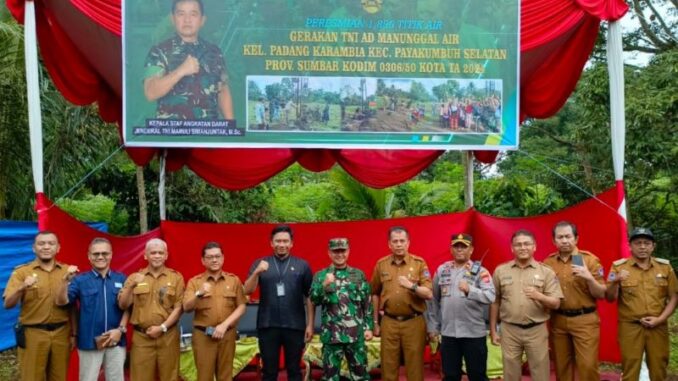 Peresmian hasil gerakan TNI Manunggal Air yang dilaksanakan Kodim 0306 50 Kota di Kelurahan Padang Karambia.