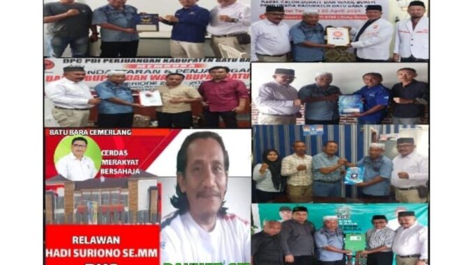 Balon Bupati Batubara H. Hadi Suriono saat mengambil formulir pencalonan ke 6 Parpol.