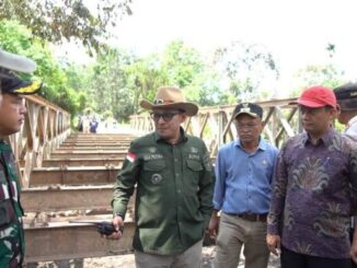Pembangunan jembatan bailey di Nagari Sungai Jambu.