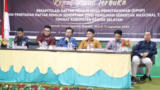 Rapat pleno terbuka yang diadakan KPUD Pessel.