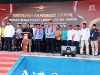 Deklarasi Damai Pilkada Tahun 2024 dengan tema Pilkada Bermartabat, Berarti Untuk Negeri yan digelar KPU Tanah Datar.