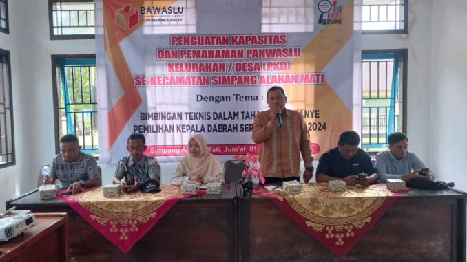 Panwascam menggelar bimtek PKD se-Kecamatan Simpati.