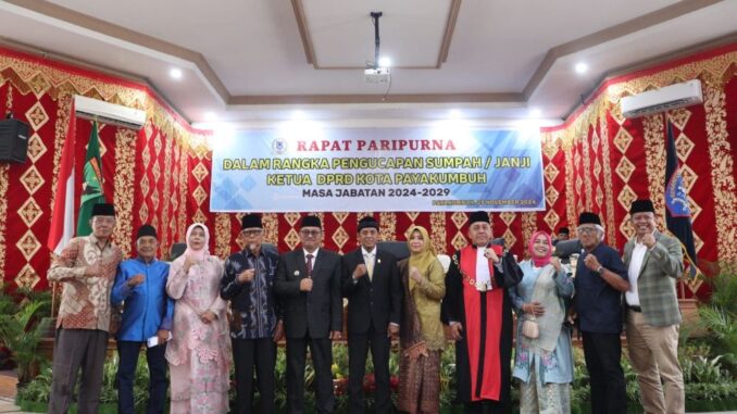 Wirman Putra dilantik jadi Ketua DPRD Payakumbuh 2024-2029.