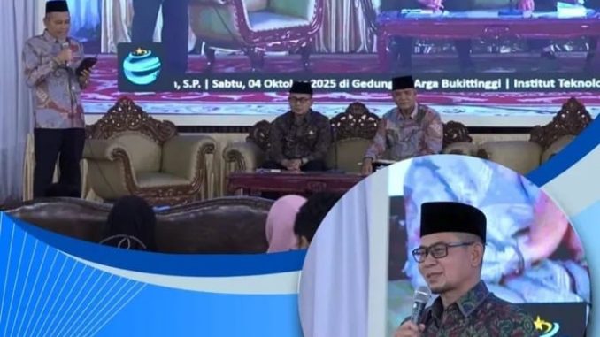 Wawako Ibnu Asis menyampaikan kuliah umum di hadapan civitas akademika dan mahasiswa Institut Teknologi dan Bisnis Haji Agus Salim (ITBHAS) Bukittinggi.