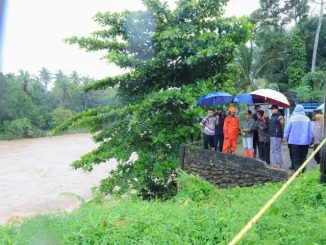 Ketua DPRD Pasaman Nelfri Asfandi bersama Sekda Pasaman Yudesri dan jajaran instansi terkait meninjau lokasi banjir yang merendam lahan dan permukiman warga.