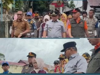 Walikota Ramlan Nurmatias meninjau lokasi longsor di Bukik Cangang Kayu Ramang.