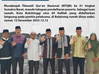 Wawako Ibnu Asis menyambut kedatangan 69 Kafilah Bukittinggi yang akan mengikuti MTQ Nasional ke-41 Tingkat Provinsi.